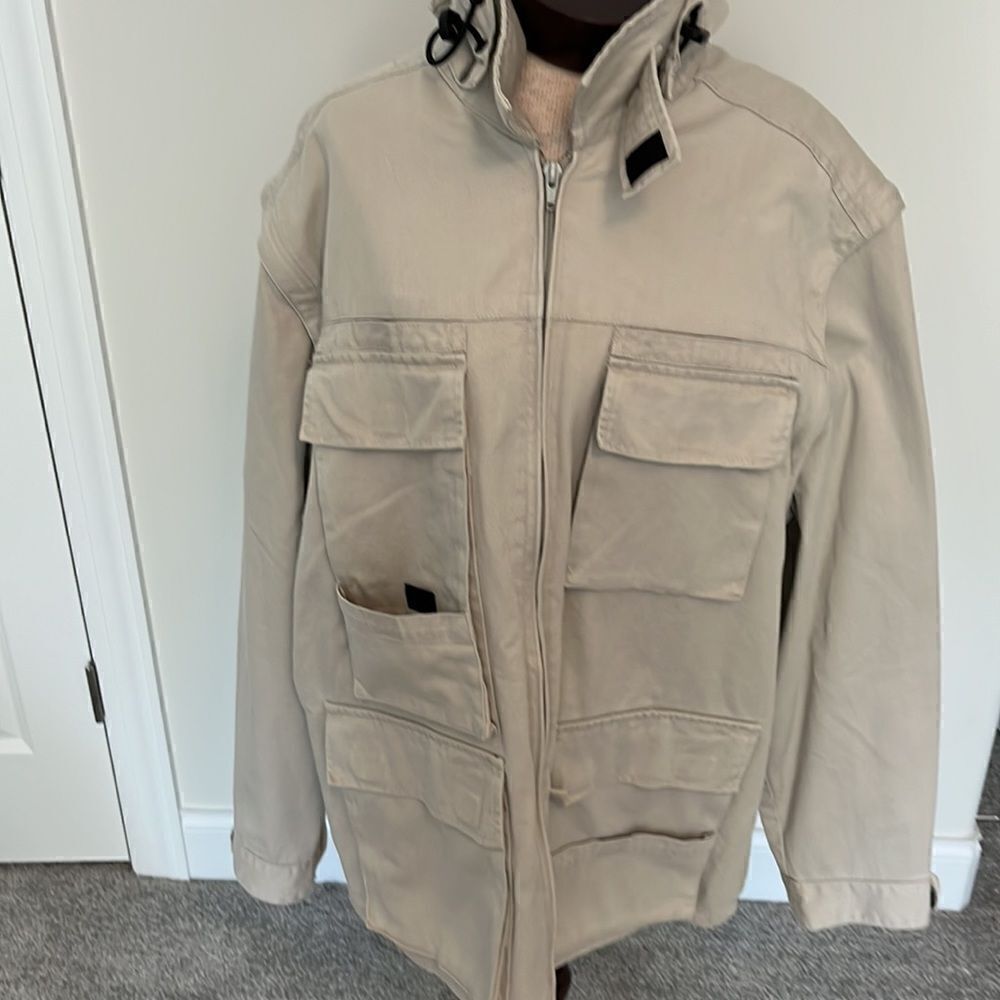 BANANA REPUBLIC Cotton Hooded Convertible Cargo Safari travel paparazzi Jacket-L